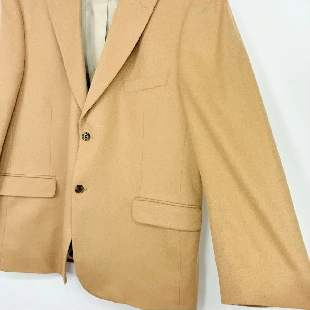 Stafford Tan Camel Hair Wool Double Button Blazer Suit Coat